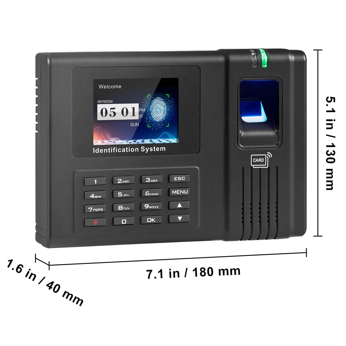 Time Clock, Fingerprint Time Clocks for Employees Small Business, Biometric Time Clock with 5 RFID Cards & USB Drive, Automatic Punch In/Out, No Monthly Fees