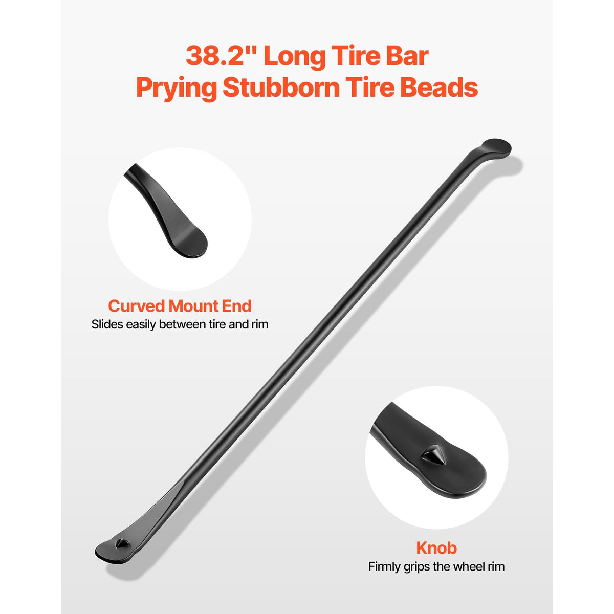 Tire Bars, 2 PCS 38.2 Inch Tire Mount and Demount Iron, Heavy Duty Alloy Steel Mounting Tools, Professional Changing Removal Tools for Truck, Semi Truck, Off-Road Vehicle, Light-Duty Van, Black