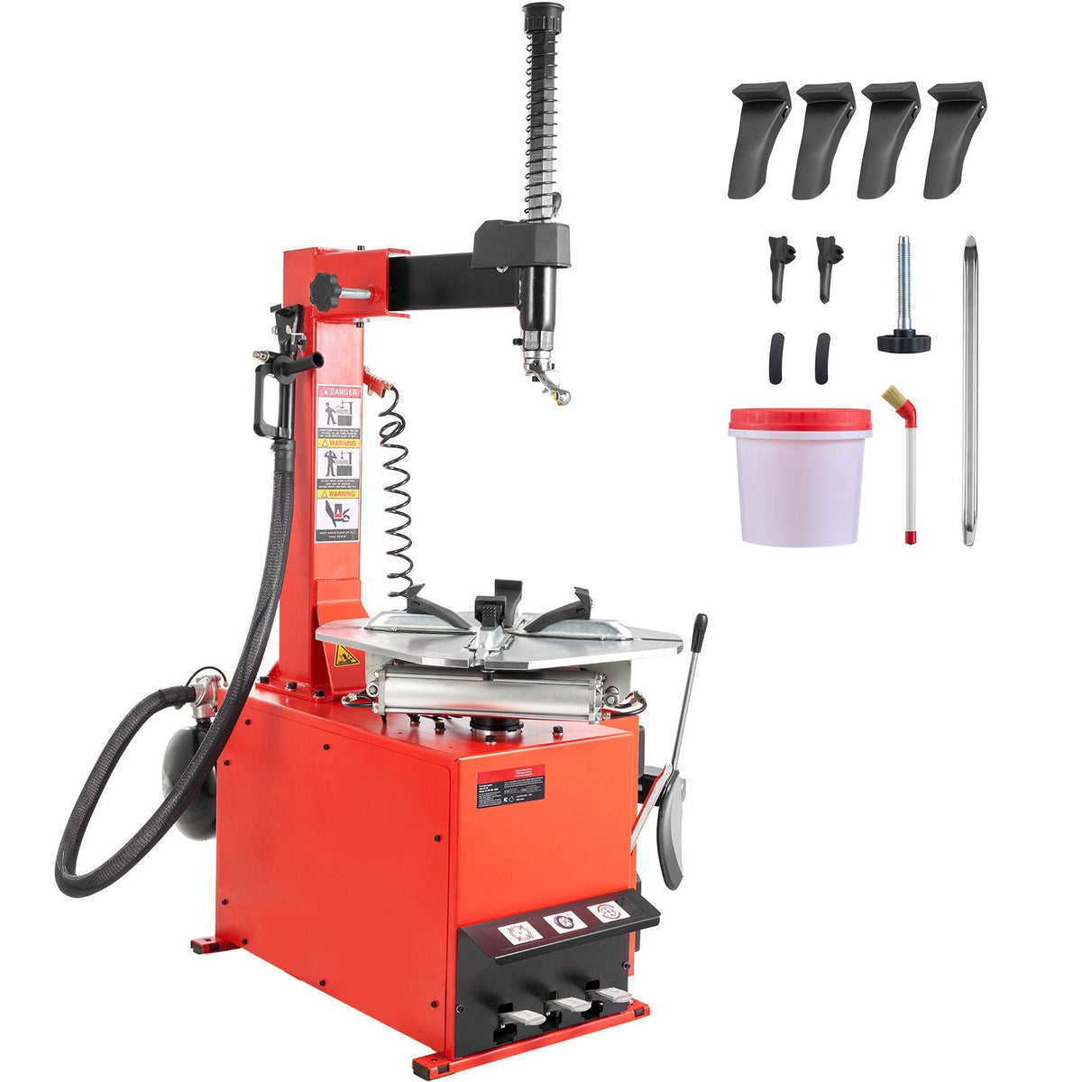 Tire Changer Machine, 1.5HP Copper Motor, Durable Tire Changer with Air Pressure Gauge & Clamping Jaw Sheath, Pedal Operated Tire Changer with Thickened Chuck, Fit for Sedans/SUVs/Pickup Trucks