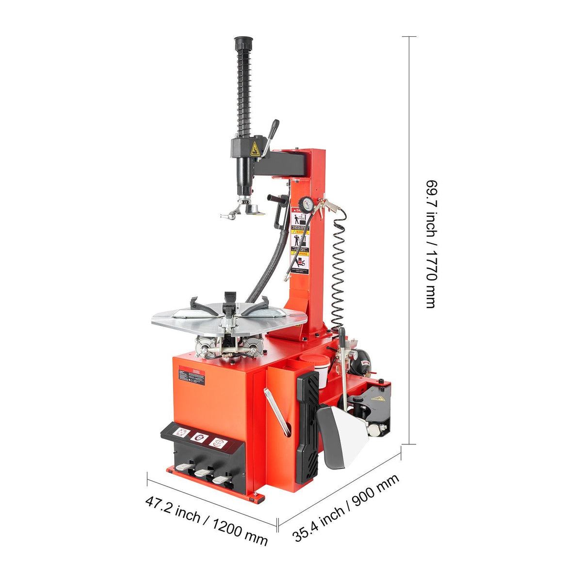 Tire Changer Machine, 1.5HP Copper Motor, Durable Tire Changer with Air Pressure Gauge & Clamping Jaw Sheath, Pedal Operated Tire Changer with Thickened Chuck, Fit for Sedans/SUVs/Pickup Trucks