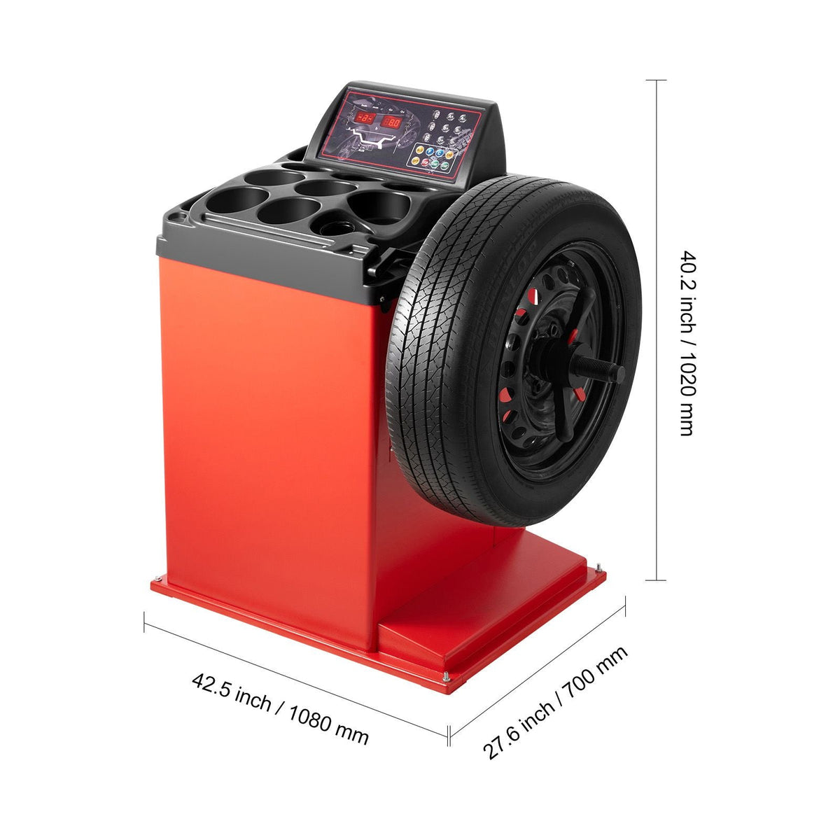 Tire Changer Machine, 18" Spindle, Durable Tire Balancer with 4 Size of Conic & 45# Steel, Reinforced Tire Balancer with Complete Measuring Tools & Multi-Compartment, Fit for 1.5"-18" Wide Tire