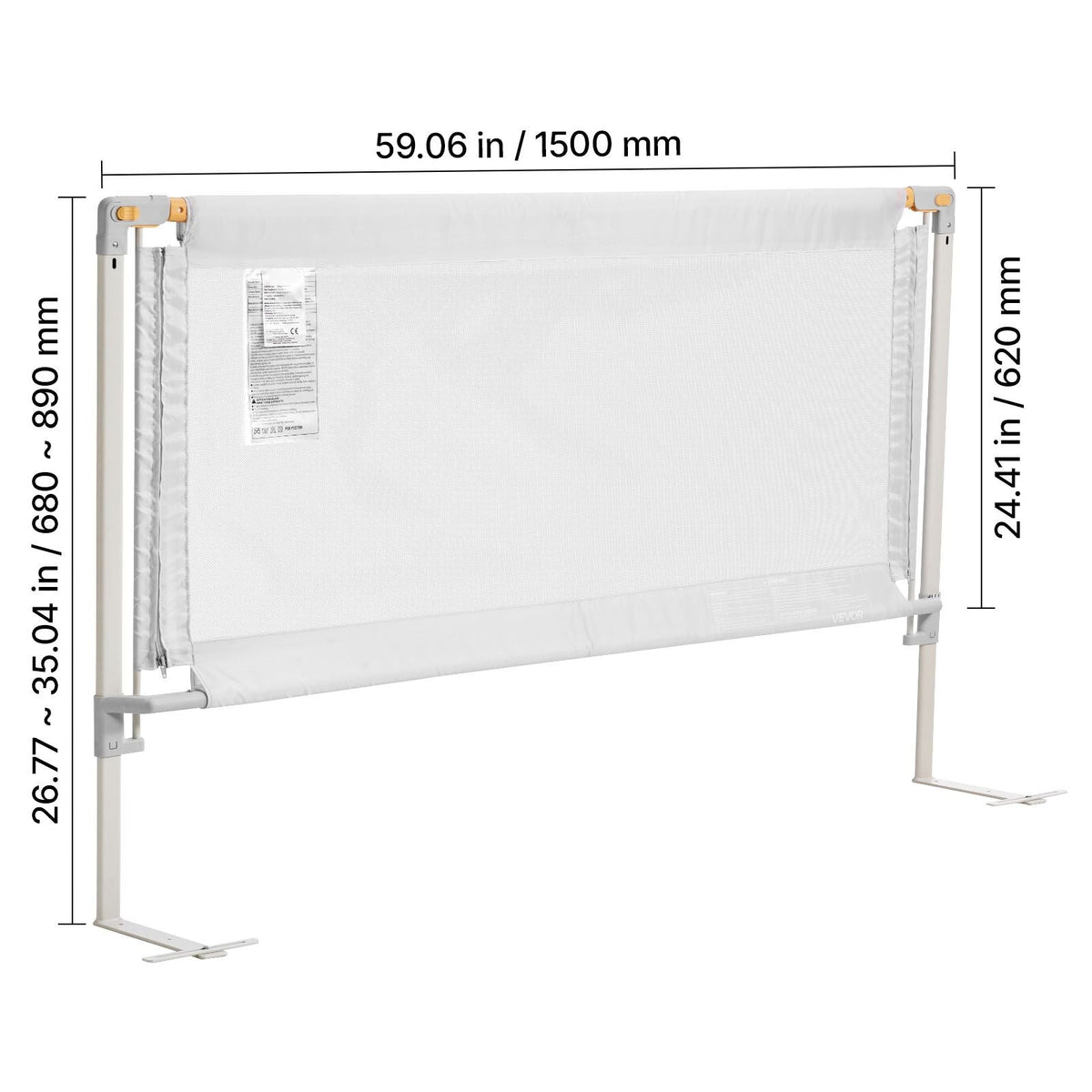 Toddler Bed Rail, Kids Beds Guard Rail with Reinforced Iron Pipe and Oxford Cloth, Adjustable Height Bed Side Railing, Portable Guard Bumper Barrier for Crib, Bunk, 59.06 x 35.04 in, 1 Piece
