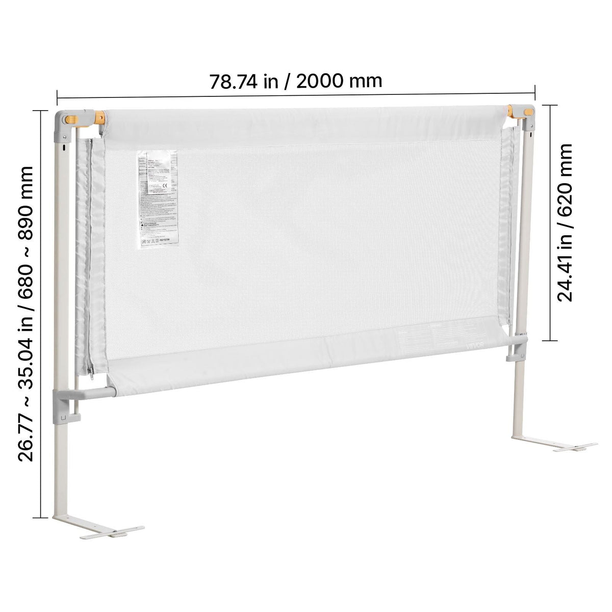 Toddler Bed Rail, Kids Beds Guard Rail with Reinforced Iron Pipe and Oxford Cloth, Adjustable Height Bed Side Railing, Portable Guard Bumper Barrier for Crib, Bunk, 78.74 x 35.04 in, 1 Piece