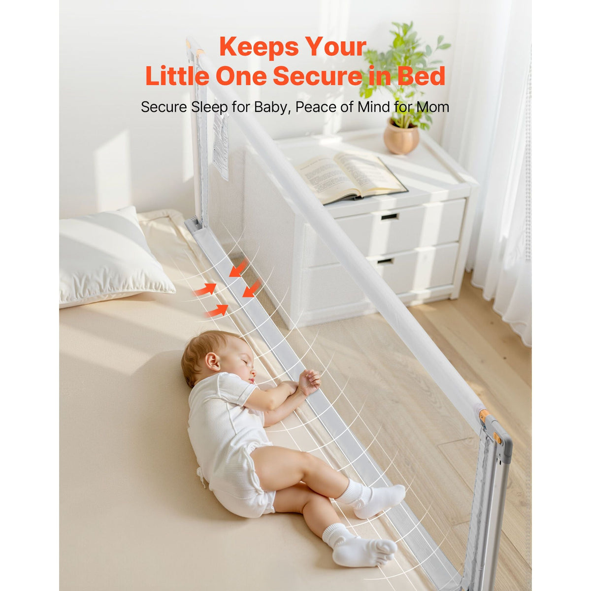 Toddler Bed Rail, Kids Beds Guard Rail with Reinforced Iron Pipe and Oxford Cloth, Adjustable Height Bed Side Railing, Portable Guard Bumper Barrier for Crib, Bunk, 78.74 x 35.04 in, 1 Piece