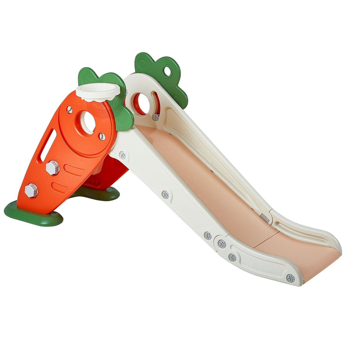Toddler Slide, Kid Slide for Toddlers Age 1-12 w/ Climbable Ladders & Basketball Hoop, Indoor Outdoor Slide Playset for Kids Within 88lbs, Toddler Playground w/ Raised Handrail, Anti-Slip Strip