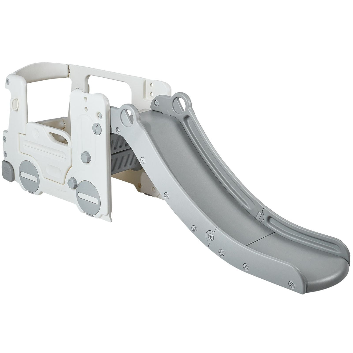 Toddler Slide, Kid Slide for Toddlers Age 1-12 with Climbable Ladders & Bus Playhouse, Indoor Outdoor Slide Playset for Kids Within 110lbs, Toddler Playground w/ Raised Handrail, Anti-Slip Strip