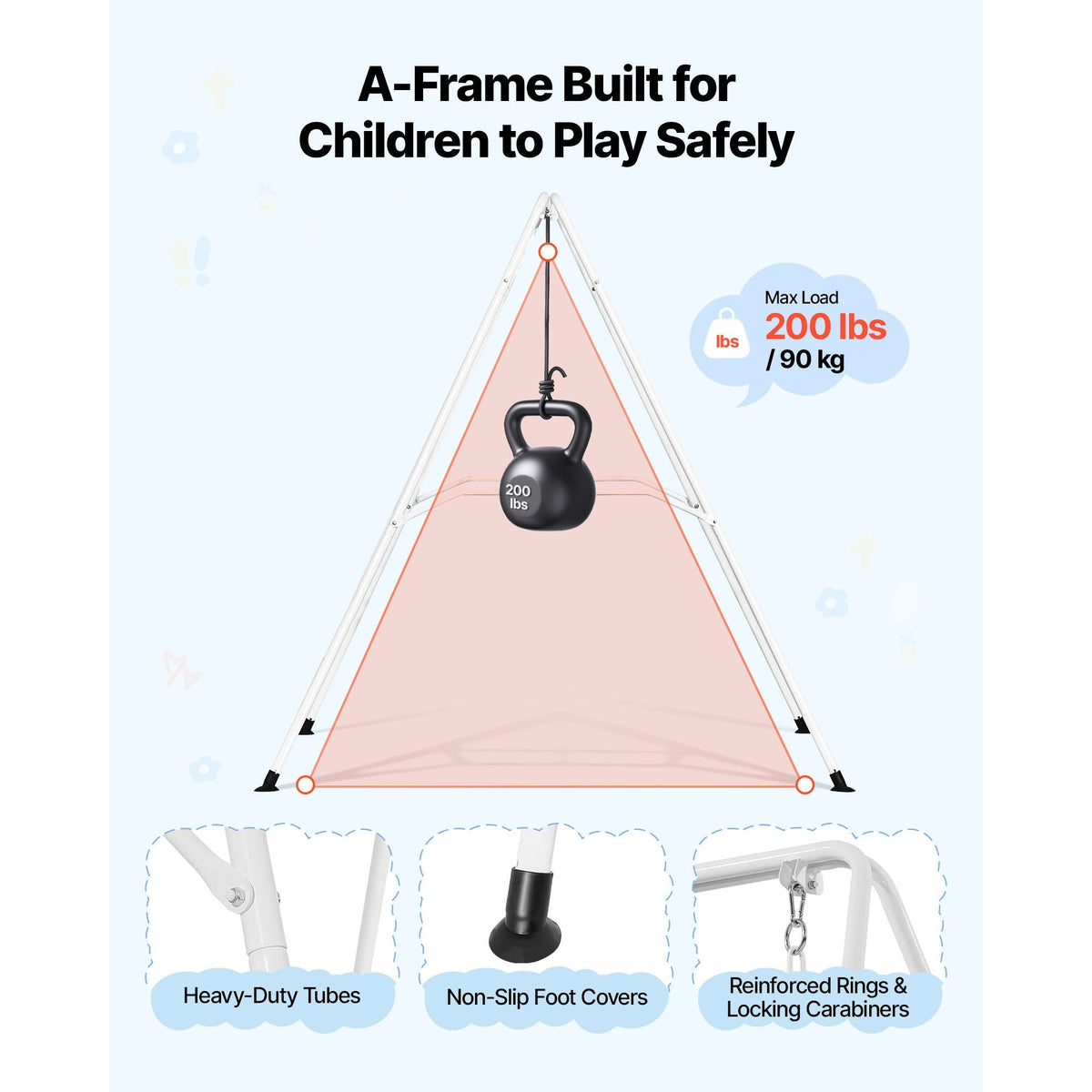 Toddler Swing and Jumper, 2 in 1 Swing Set and Bouncer, Soft Cushion with Foldable A-Frame Metal Stand, Heavy-Duty Thick Ropes, Easy to Install and Store, for Indoor or Outdoor Play, Black