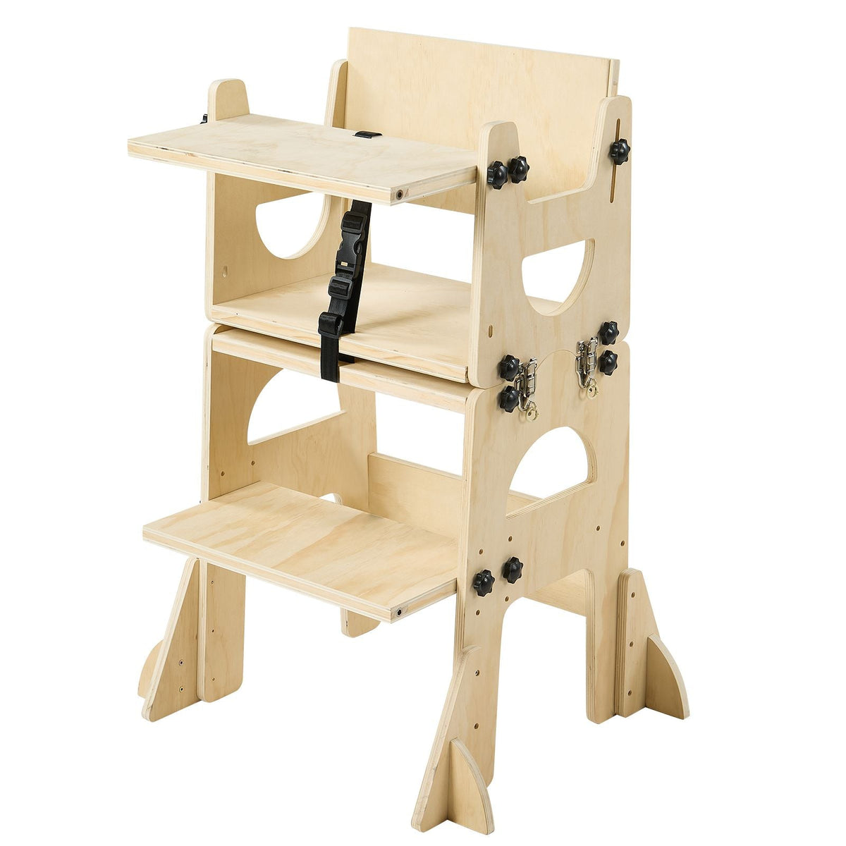 Toddler Tower, Wooden, Adjustable Kitchen Step Stool for Kids 1-5, Montessori Weaning Table and Chair Set, Learning Standing Tower with Chalkboard, Backrest, for Bathroom and Kitchen Counter