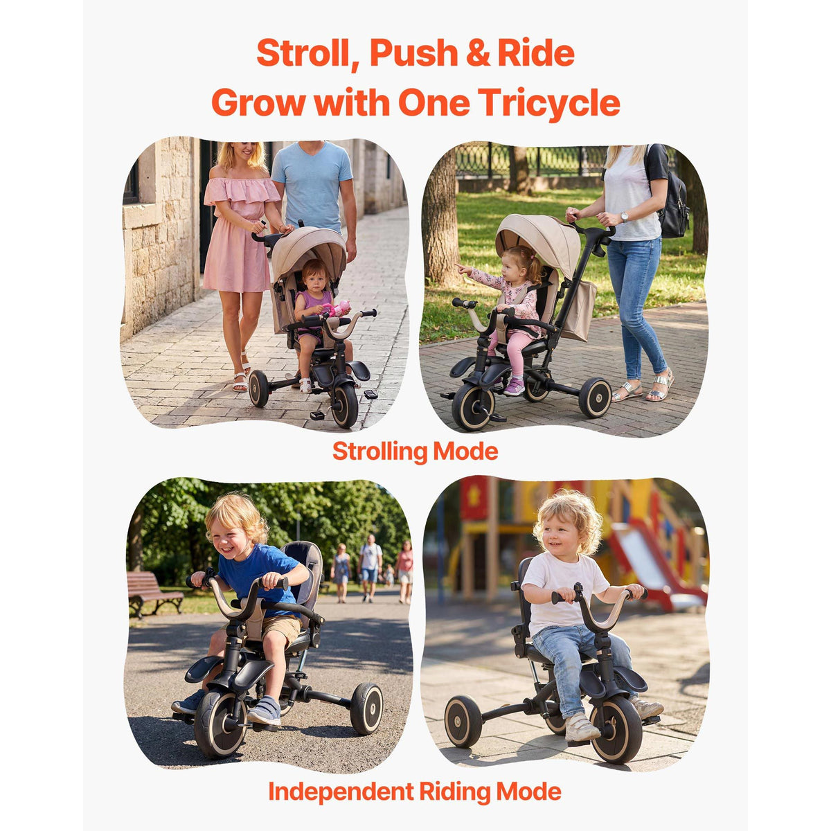 Toddler Tricycle & Stroller for 18 Months to 5 Year Old, 7-in-1 Kids Trike with Parent Push Handle, Canopy, Rotating Seat and Storage, Tricycle for Toddlers, Birthday Toy for Boys and Girls