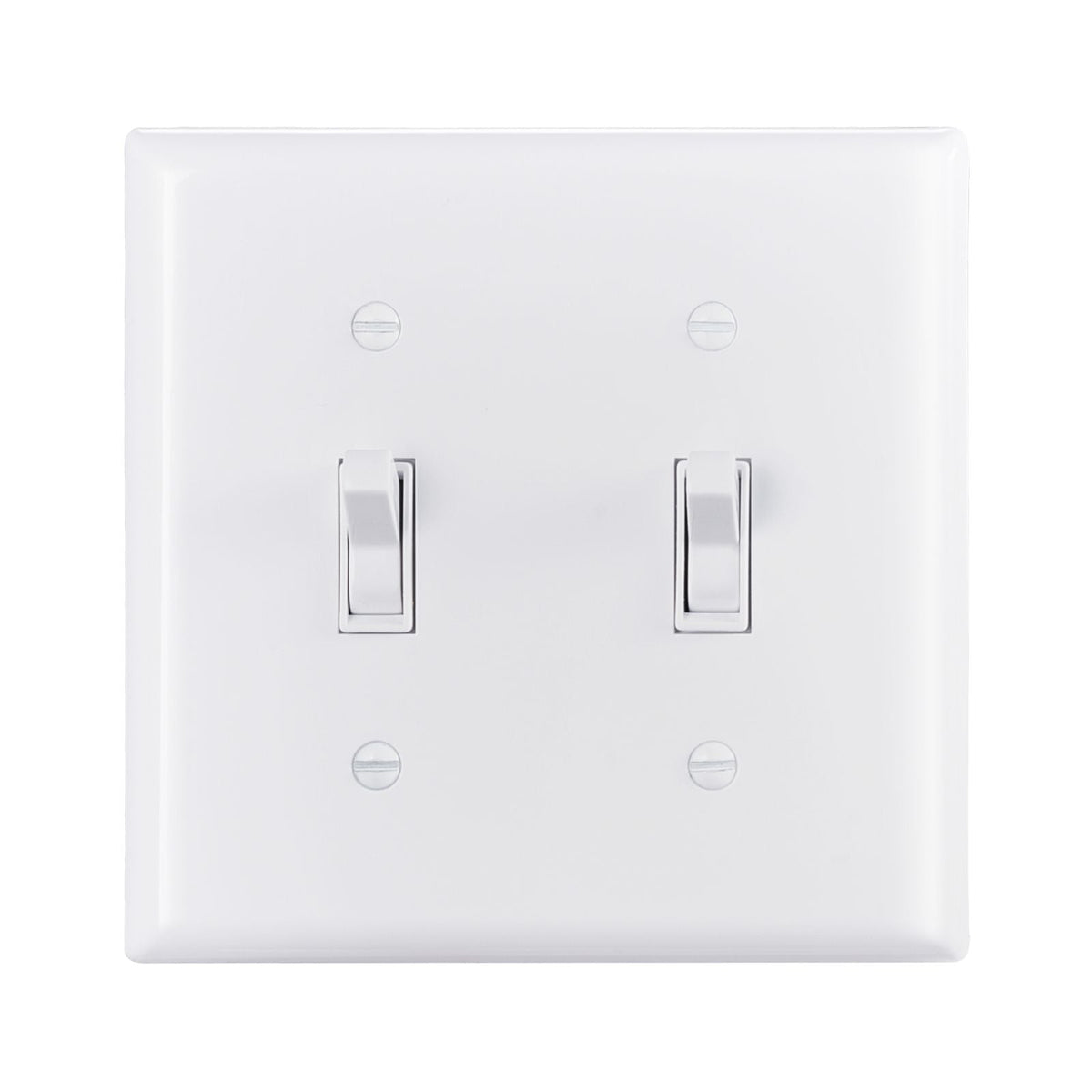 Toggle Light Switch Wall Plates, 2-Gang Switch Electrical Outlet Covers, Standard Size 4.61in L x 4.53in H Unbreakable Polycarbonate Thermoplastic Faceplate (5 Pack, White)