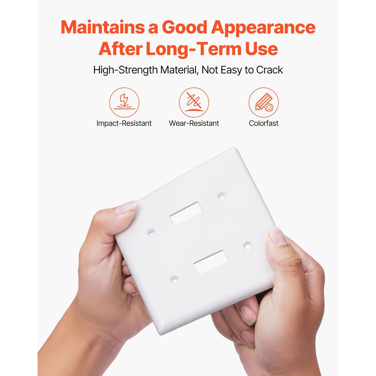 Toggle Light Switch Wall Plates, 2-Gang Switch Electrical Outlet Covers, Standard Size 4.61in L x 4.53in H Unbreakable Polycarbonate Thermoplastic Faceplate (5 Pack, White)