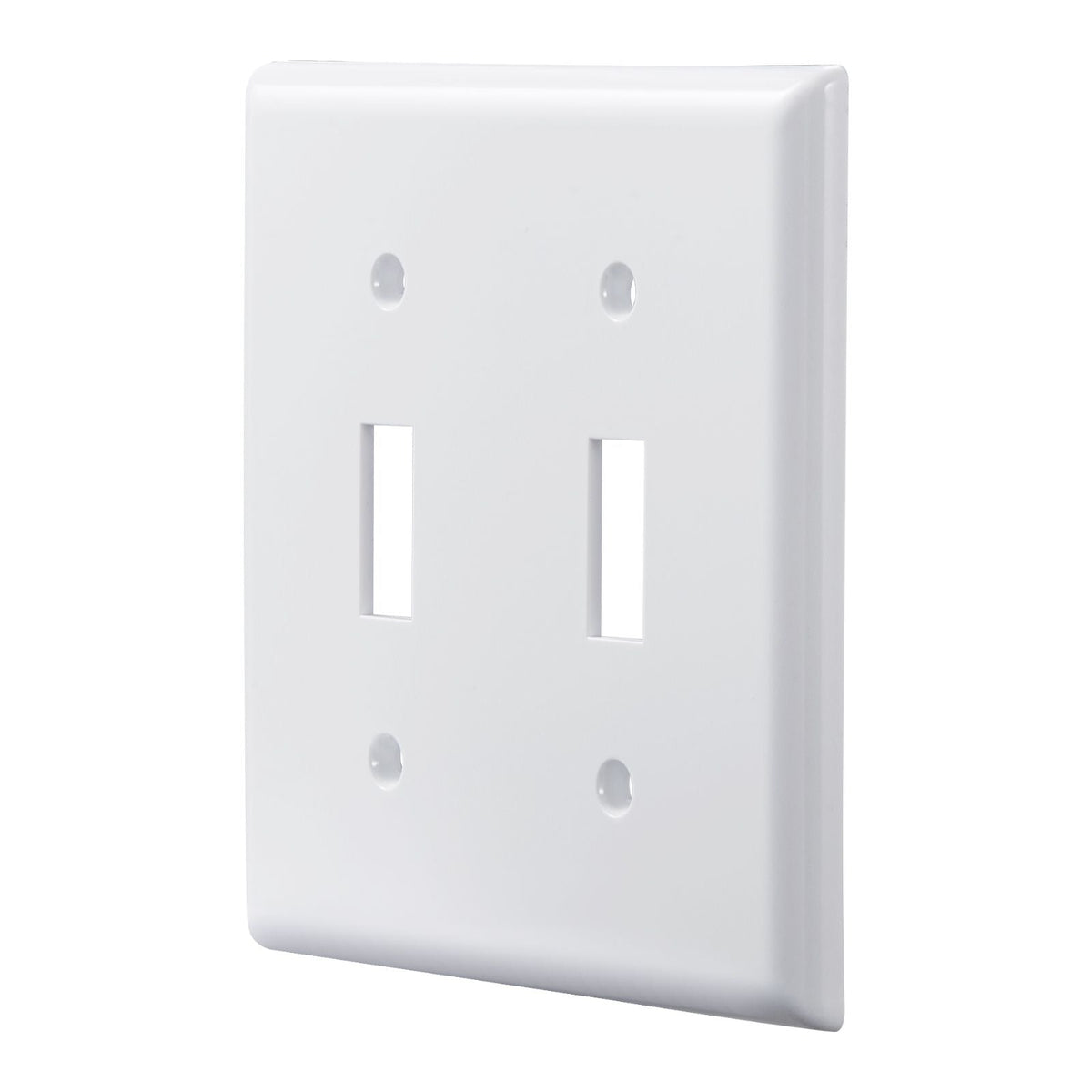 Toggle Light Switch Wall Plates, 2-Gang Switch Electrical Outlet Covers, Standard Size 4.61in L x 4.53in H Unbreakable Polycarbonate Thermoplastic Faceplate (5 Pack, White)