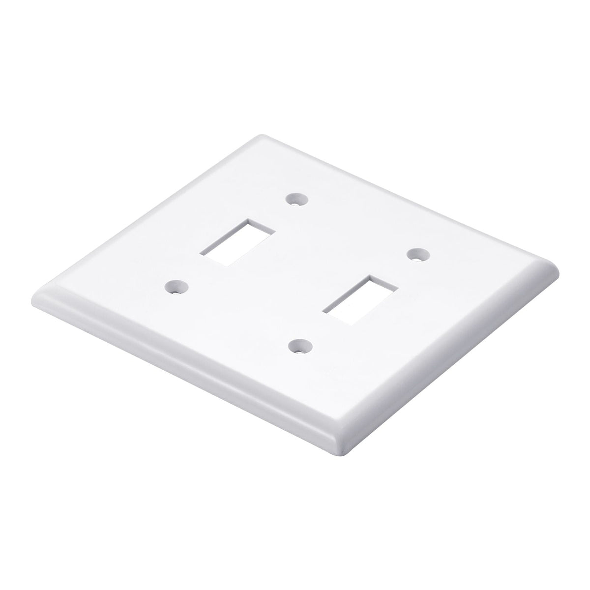 Toggle Light Switch Wall Plates, 2-Gang Switch Electrical Outlet Covers, Standard Size 4.61in L x 4.53in H Unbreakable Polycarbonate Thermoplastic Faceplate (5 Pack, White)