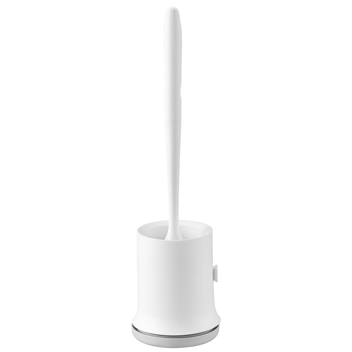 Toilet Brush and Holder Set, Toilet Bowl Brush and Holder with Comfortable PP Handle, Compact Bathroom Scrubber Cleaner, Deep Cleaning and Drip-Proof, for Bathroom, RV & Toilets (White & Grey)