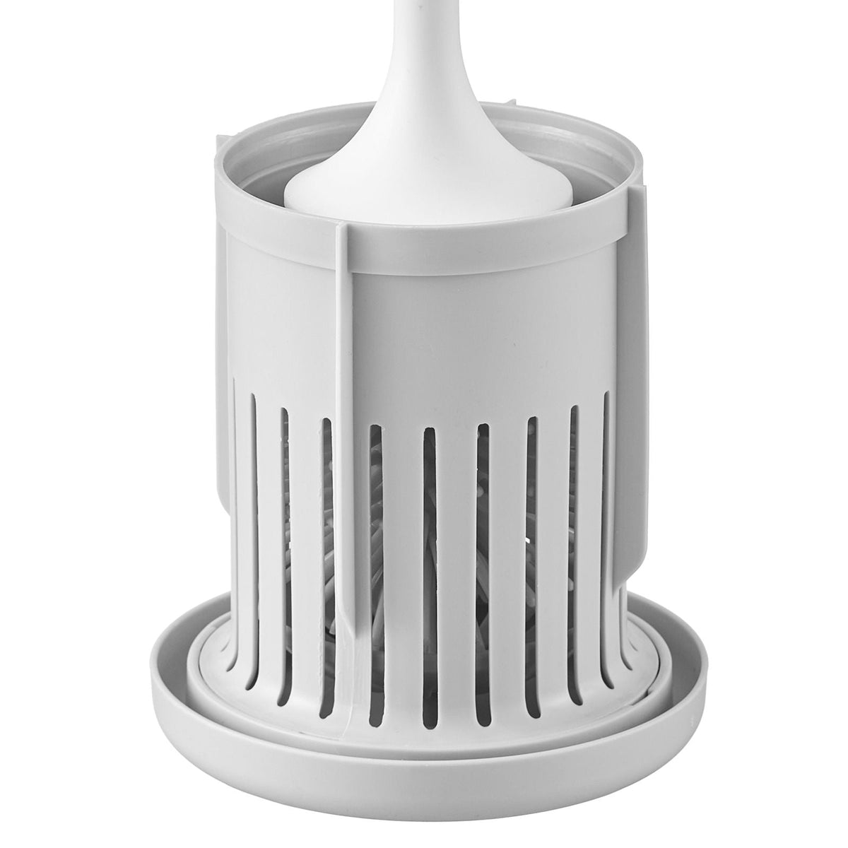 Toilet Brush and Holder Set, Toilet Bowl Brush and Holder with Comfortable PP Handle, Compact Bathroom Scrubber Cleaner, Deep Cleaning and Drip-Proof, for Bathroom, RV & Toilets (White & Grey)
