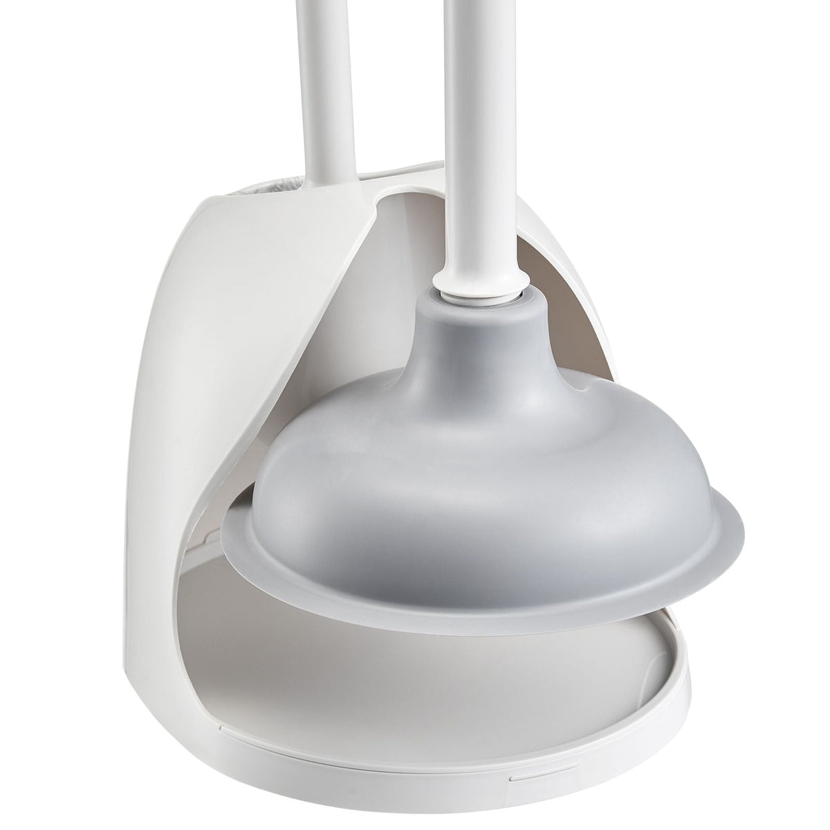 Toilet Brush and Plunger Set, 2-in-1 Toilet Bowl Brush Plunger Combo with Ventilated Holder, 360° Deep Cleaning and Drip-Proof Bathroom Supplies, for Bathroom, RV and Toilets (White & Grey)
