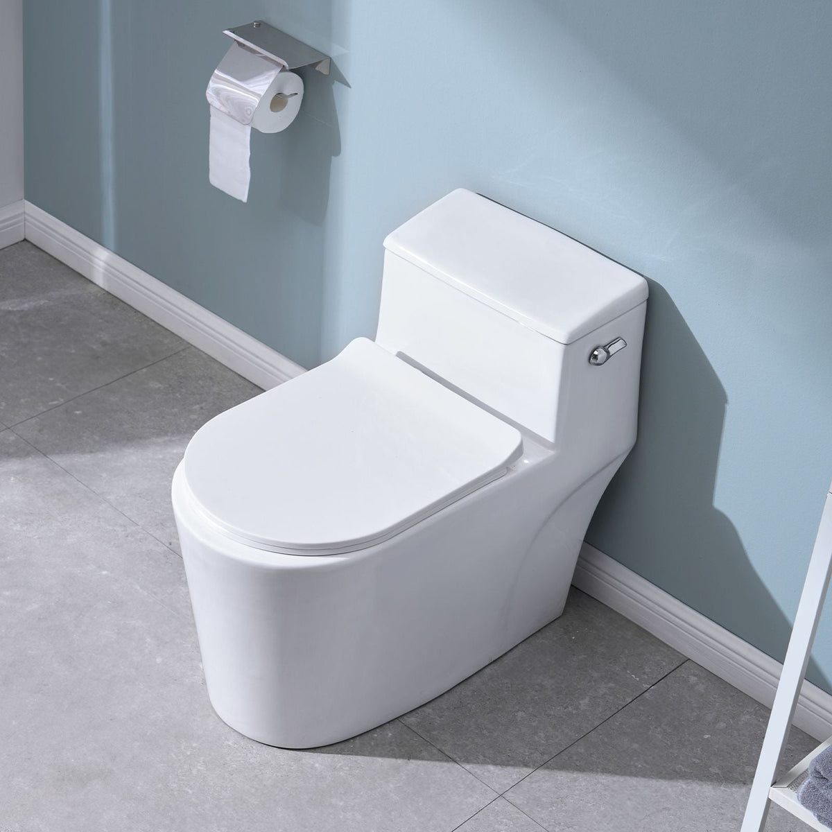 Toilet Handle Replacement Kit, Side Mount Universal Toilet Handle, Toilet Handle Lever with Stainless Steel Flapper Chain, Toilet Flush Handle Fits Various Toilet Tanks, Chrome Finish, Silver