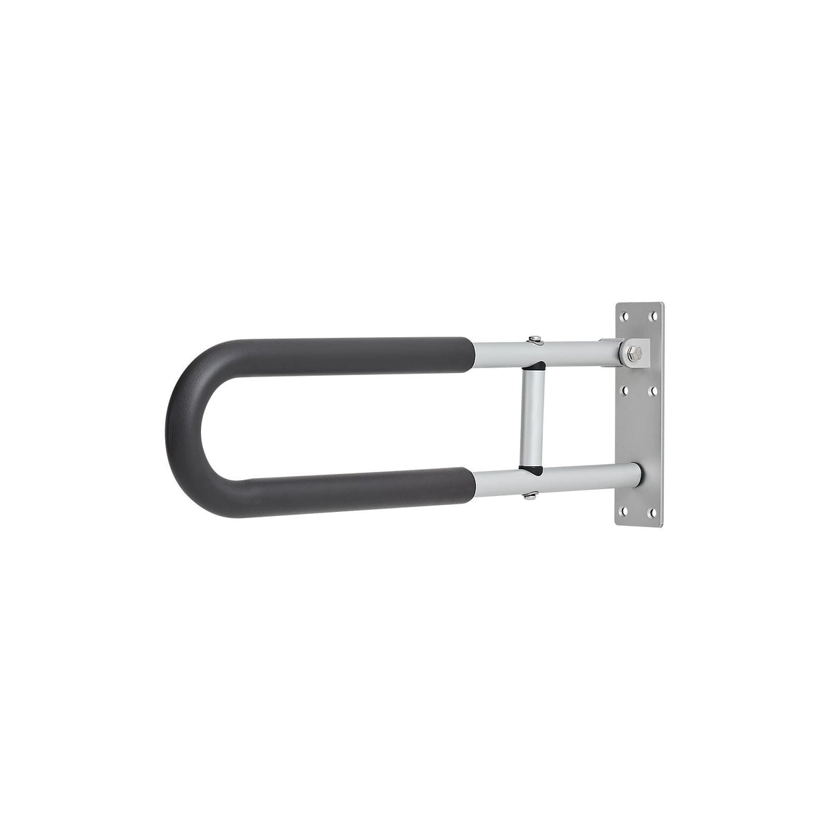 Toilet Safety Rail, 23.8 Inch U-Shaped Handicap Grab Bar, Foldable Senior Safety Pole, Flip Up Toilet Grab Bar with Anti-Slip Support Handle, 300 Lb Load Capacity for Elderly, Disabled, Pregnant