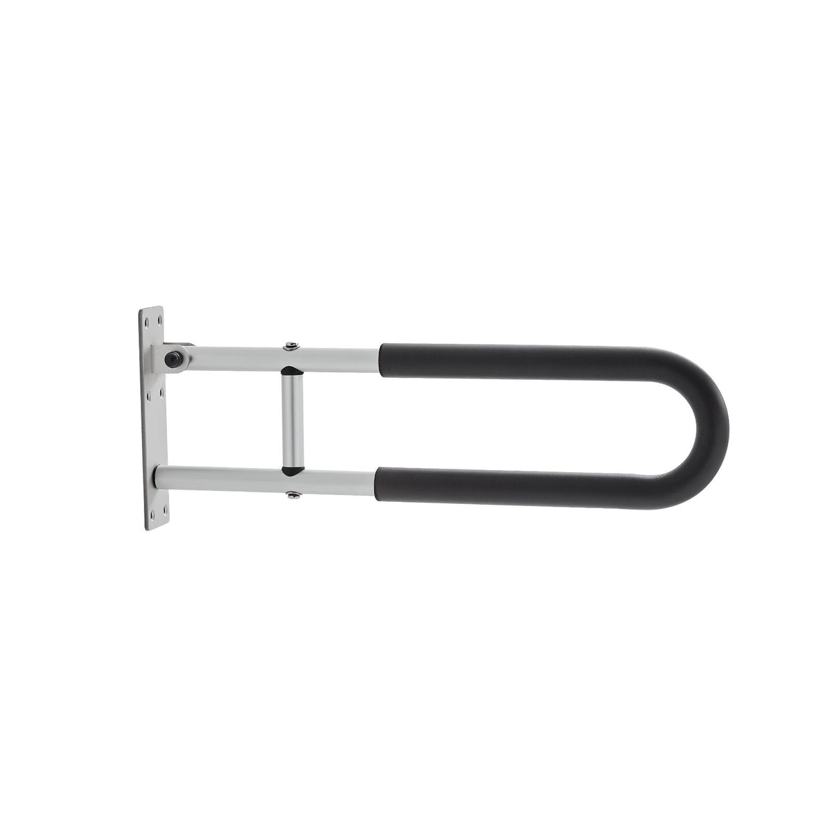 Toilet Safety Rail, 23.8 Inch U-Shaped Handicap Grab Bar, Foldable Senior Safety Pole, Flip Up Toilet Grab Bar with Anti-Slip Support Handle, 300 Lb Load Capacity for Elderly, Disabled, Pregnant