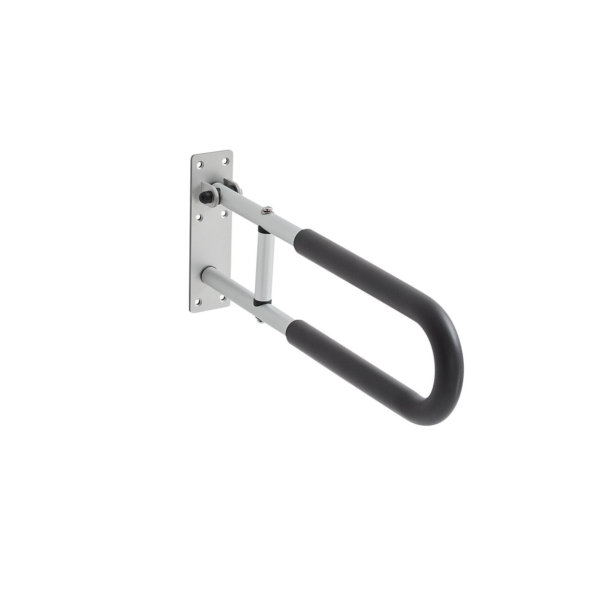 Toilet Safety Rail, 23.8 Inch U-Shaped Handicap Grab Bar, Foldable Senior Safety Pole, Flip Up Toilet Grab Bar with Anti-Slip Support Handle, 300 Lb Load Capacity for Elderly, Disabled, Pregnant