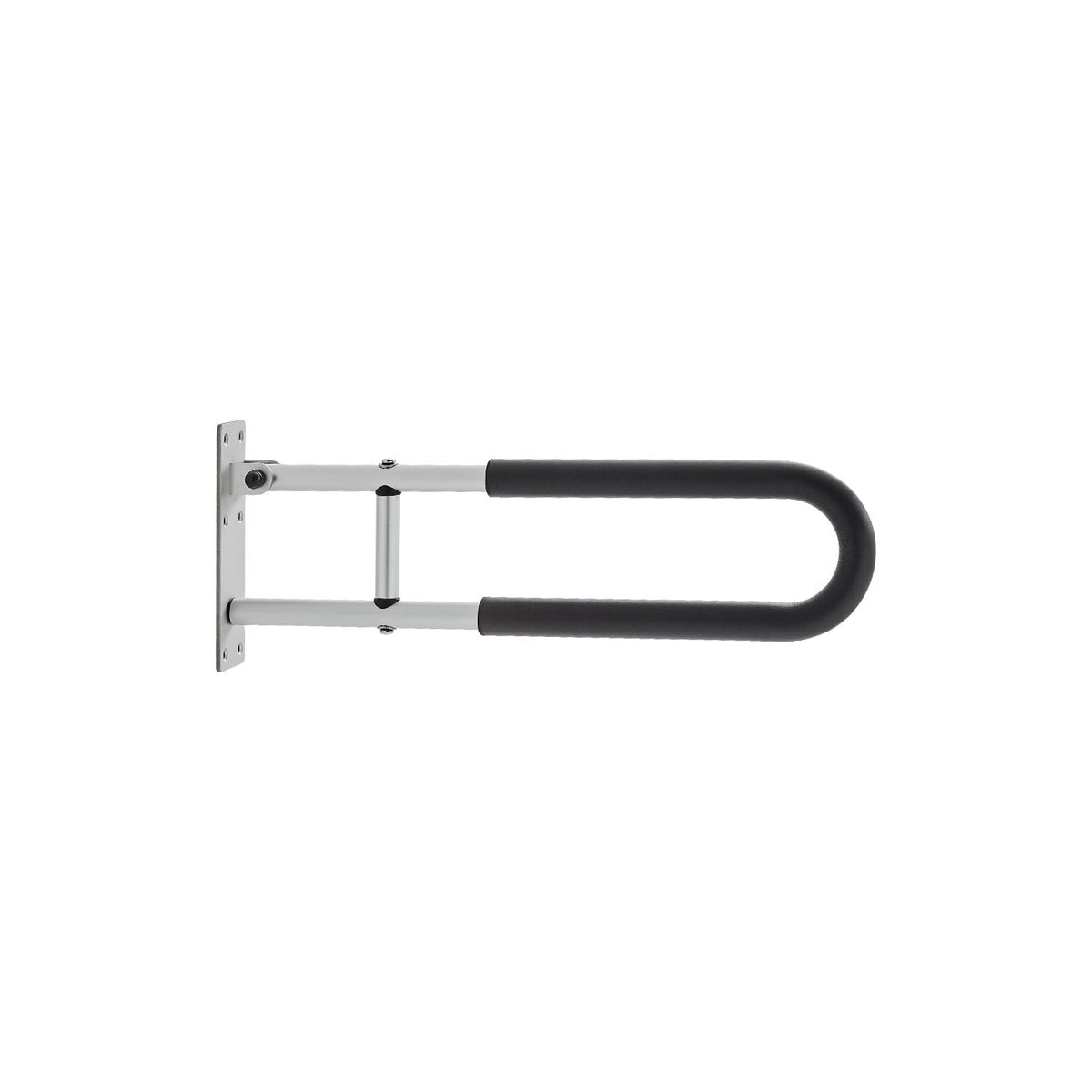 Toilet Safety Rail, 23.8 Inch U-Shaped Handicap Grab Bar, Foldable Senior Safety Pole, Flip Up Toilet Grab Bar with Anti-Slip Support Handle, 300 Lb Load Capacity for Elderly, Disabled, Pregnant