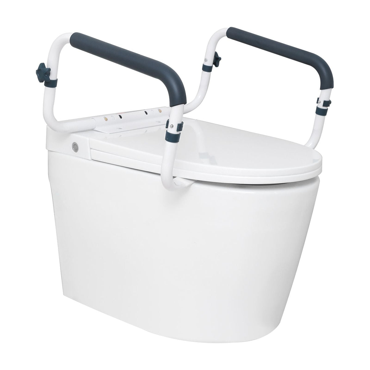 Toilet Safety Rail, 300LBS Capacity Toilet Seat Frame, Adjustable Width Fit Most Toilets, Easy Installation, Toilet Handles Grab Bars with Padded Armrests for Handicap, Disabled, Seniors