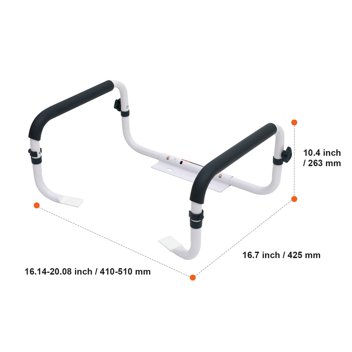 Toilet Safety Rail, 300LBS Capacity Toilet Seat Frame, Adjustable Width Fit Most Toilets, Easy Installation, Toilet Handles Grab Bars with Padded Armrests for Handicap, Disabled, Seniors