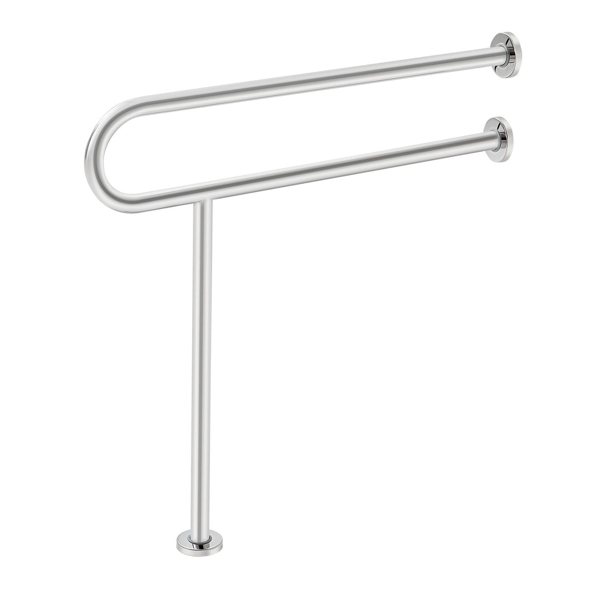Toilet Safety Rail, 31.5 Inch U-Shaped Handicap Grab Bar, 304 Stainless Steel Senior Safety Pole, Toilet Grab Bars with Anti-Slip Handle, 300 Lbs Load Capacity Security Handrail with Support Leg
