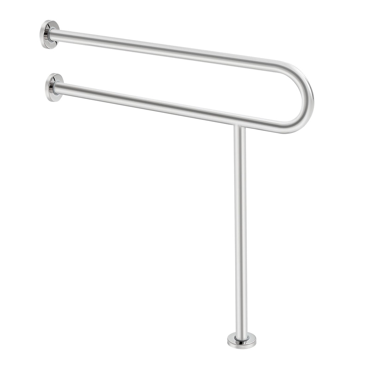 Toilet Safety Rail, 31.5 Inch U-Shaped Handicap Grab Bar, 304 Stainless Steel Senior Safety Pole, Toilet Grab Bars with Anti-Slip Handle, 300 Lbs Load Capacity Security Handrail with Support Leg