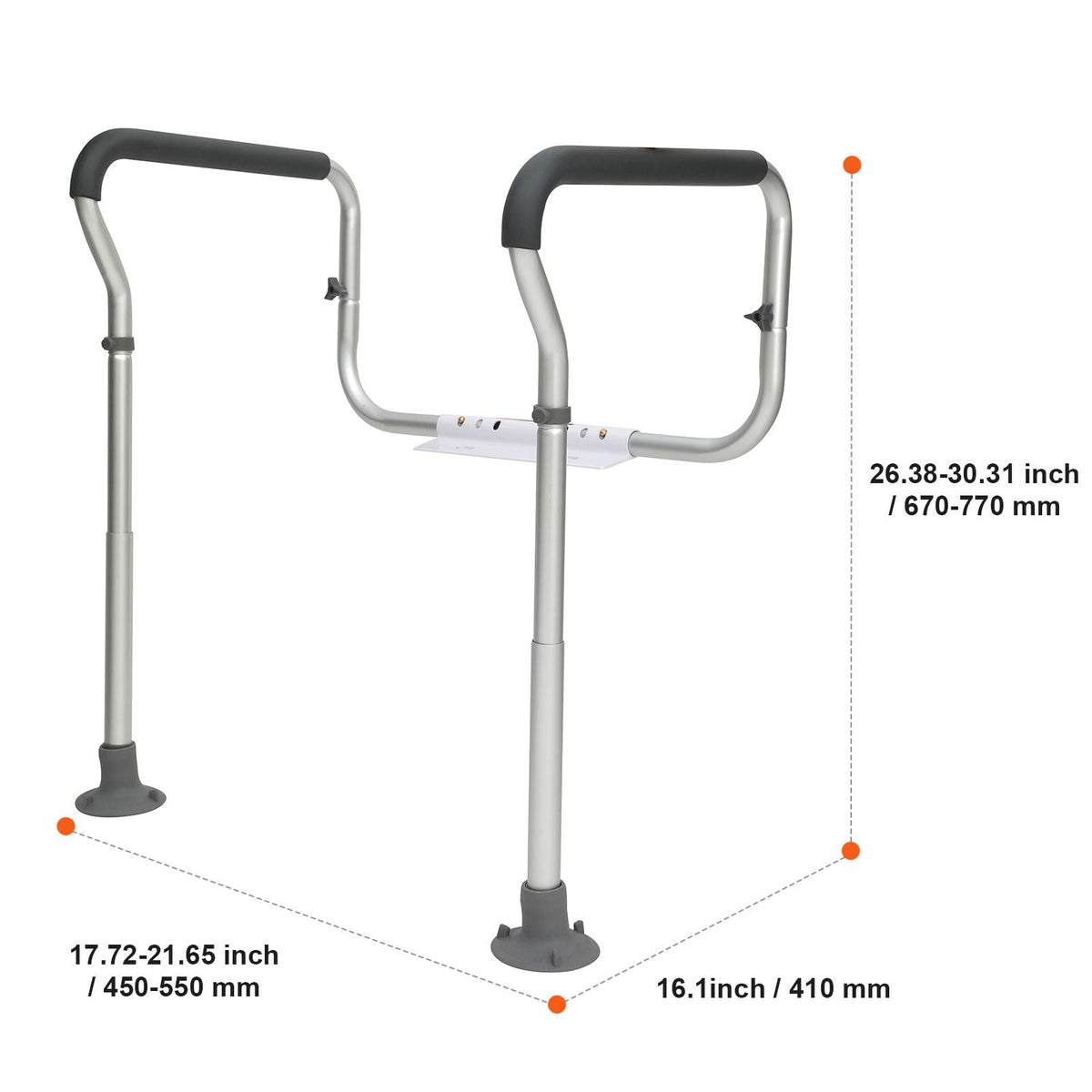 Toilet Safety Rail, Bathroom Toilet Seat Frame, Adjustable Width & Height Fit Most Toilets, Supports 300lbs, Toilet Handles Grab Bars with Padded Armrests for Handicap, Disabled, Seniors