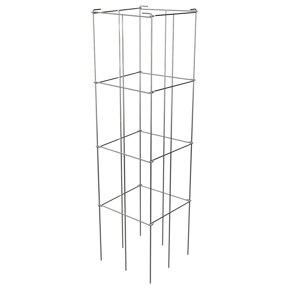 Tomato Cages, 11.8\" x 11.8\" x 46.1\", 10 Packs Square Plant Support Cages, Silver PVC-Coated Steel Tomato Towers for Climbing Vegetables, Plants, Flowers, Fruits