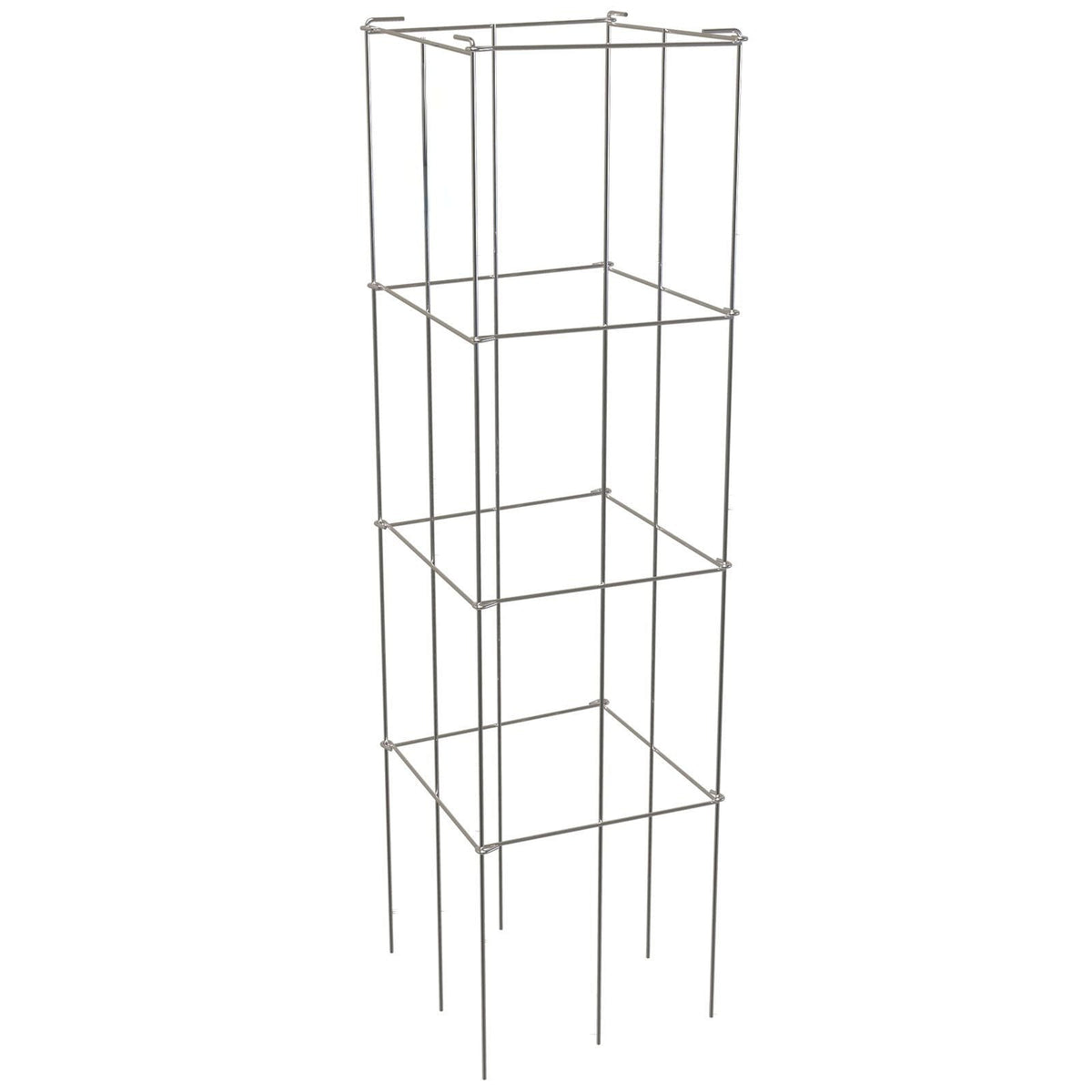 Tomato Cages, 11.8\" x 11.8\" x 46.1\", 10 Packs Square Plant Support Cages, Silver PVC-Coated Steel Tomato Towers for Climbing Vegetables, Plants, Flowers, Fruits