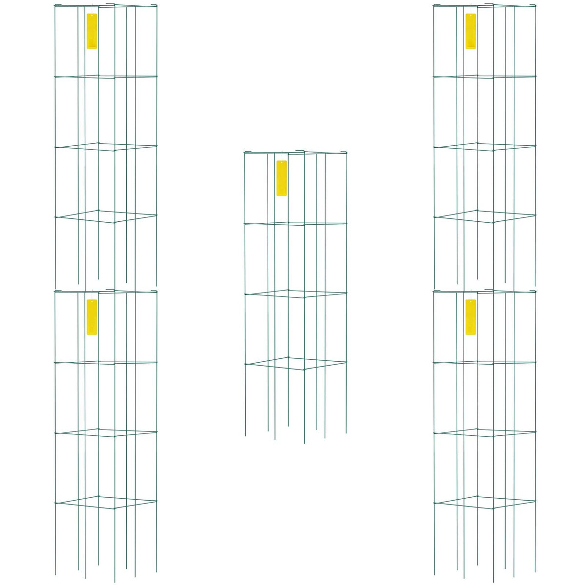 Tomato Cages, 11.8\" x 11.8\" x 46.1\", 5 Packs Square Plant Support Cages, Green PVC-Coated Steel Tomato Towers for Climbing Vegetables, Plants, Flowers, Fruits