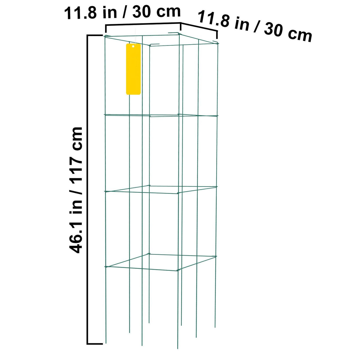 Tomato Cages, 11.8\" x 11.8\" x 46.1\", 5 Packs Square Plant Support Cages, Green PVC-Coated Steel Tomato Towers for Climbing Vegetables, Plants, Flowers, Fruits