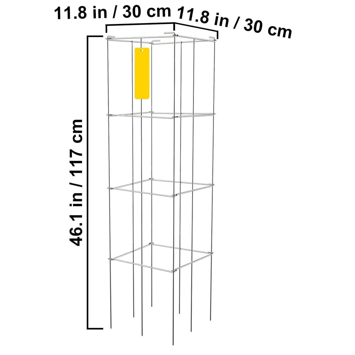 Tomato Cages, 11.8\" x 11.8\" x 46.1\", 5 Packs Square Plant Support Cages, Silver PVC-Coated Steel Tomato Towers for Climbing Vegetables, Plants, Flowers, Fruits