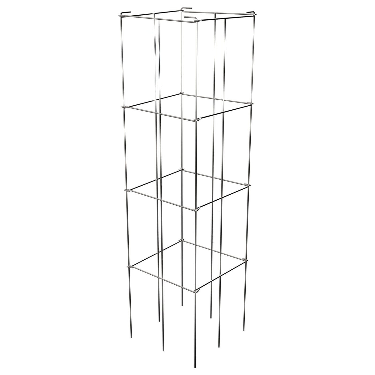 Tomato Cages, 11.8\" x 11.8\" x 46.1\", 5 Packs Square Plant Support Cages, Silver PVC-Coated Steel Tomato Towers for Climbing Vegetables, Plants, Flowers, Fruits