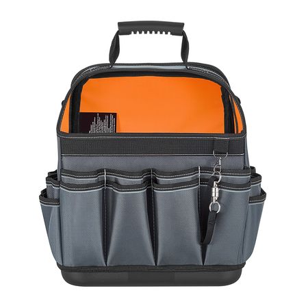 Tool Bag, 13.2 Inch, 39-Pocket Open Top Tool Pouch, Portable Electrical Maintenance Toolbox Organizer Storage with Hard Plastic Base, Adjustable Shoulder Strap, for Professionals DIY & Jobsite