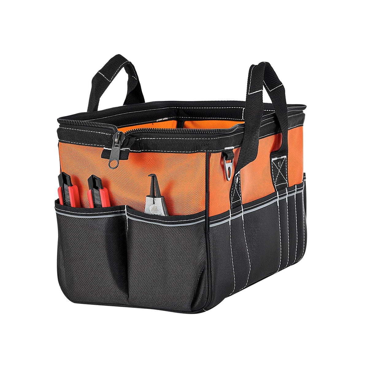 Tool Bag, 15.7 Inch, 33-Pocket Portable Tool Box Organizer Storage, Toolbox with Soft Handle, Large Zipper, Adjustable Shoulder Strap, Carrying Toolbag, for Men Women Dad Husband Fathers Day