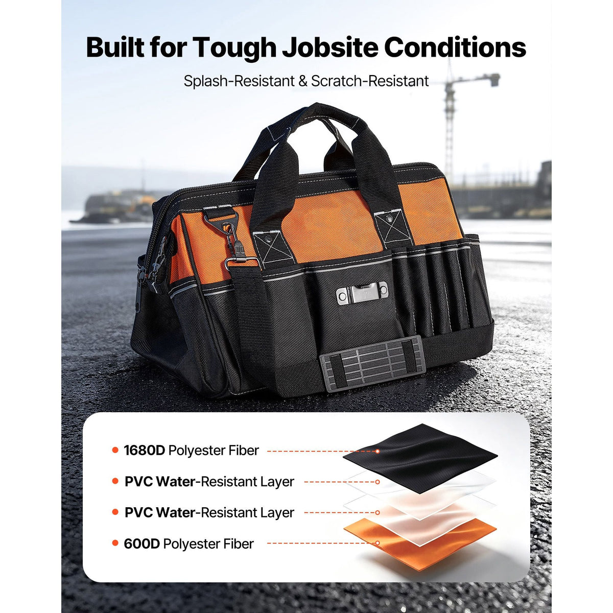 Tool Bag, 15.7 Inch, 33-Pocket Portable Tool Box Organizer Storage, Toolbox with Soft Handle, Large Zipper, Adjustable Shoulder Strap, Carrying Toolbag, for Men Women Dad Husband Fathers Day