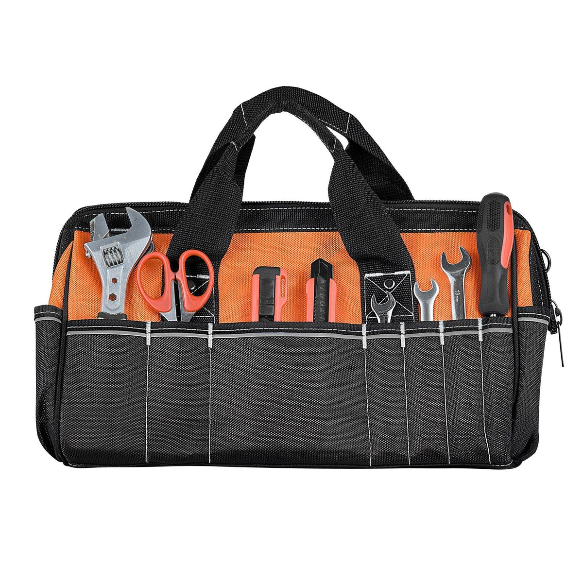 Tool Bag, 15.7 Inch, 33-Pocket Portable Tool Box Organizer Storage, Toolbox with Soft Handle, Large Zipper, Adjustable Shoulder Strap, Carrying Toolbag, for Men Women Dad Husband Fathers Day