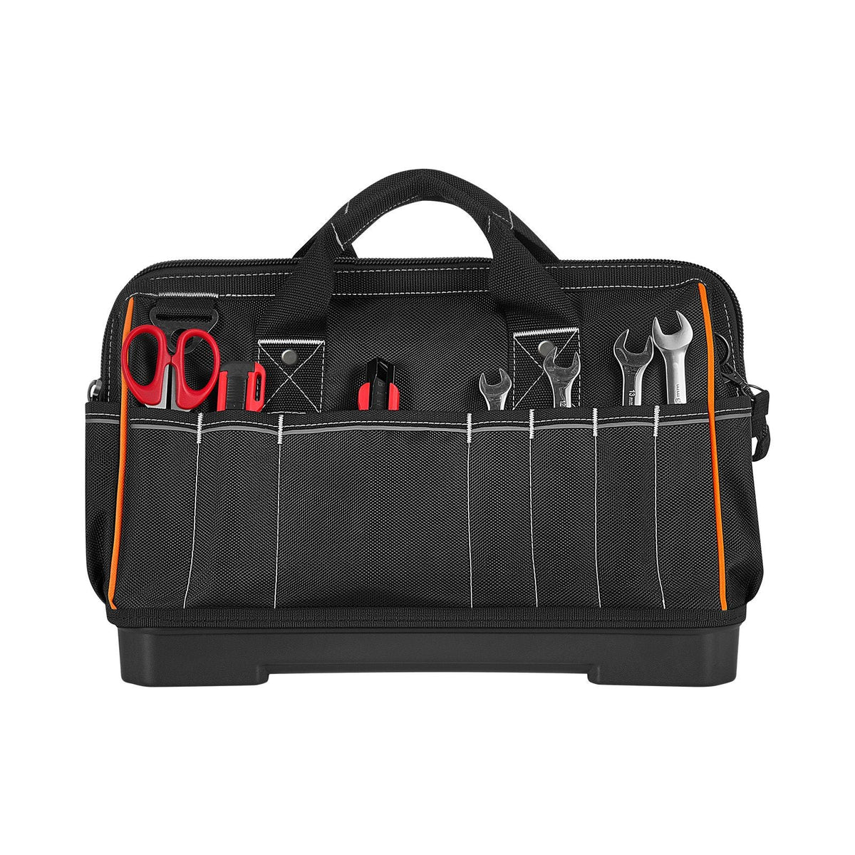 Tool Bag, 16.1 Inch, 33-Pocket Portable Large Tool Box Organizer Storage, Toolbox with Water-Resistant Base, Zipper, Adjustable Shoulder Strap Toolbag, for Men Women Dad Husband Fathers Day
