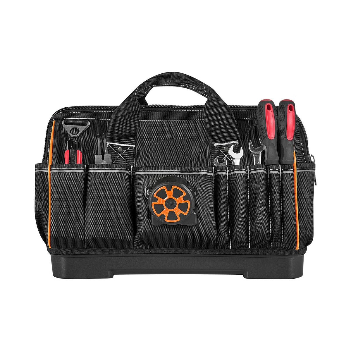 Tool Bag, 16.1 Inch, 33-Pocket Portable Large Tool Box Organizer Storage, Toolbox with Water-Resistant Base, Zipper, Adjustable Shoulder Strap Toolbag, for Men Women Dad Husband Fathers Day