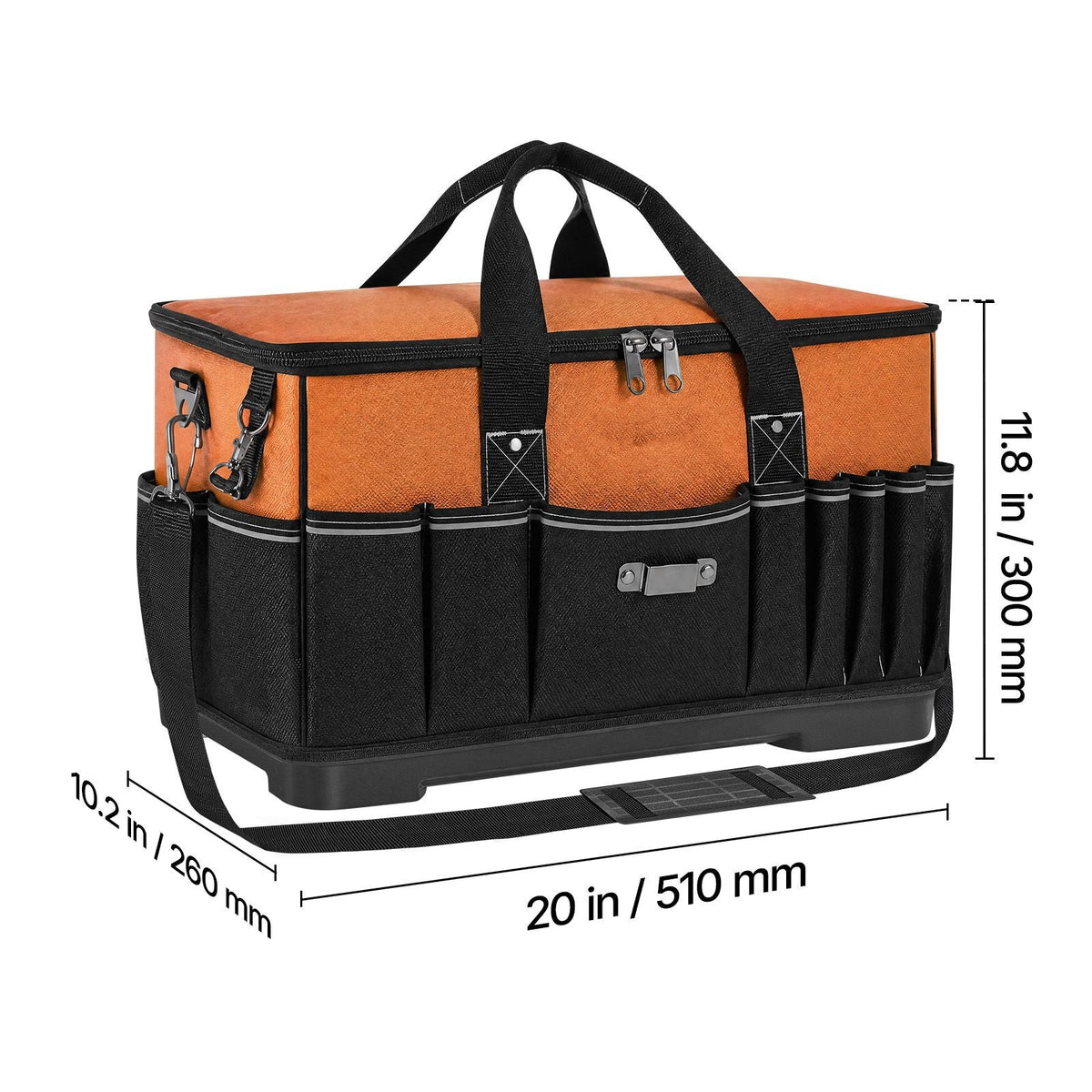 Tool Bag, 19.1 Inch, 33-Pocket Portable Large Tool Box Organizer Storage, Toolbox with Water-Resistant Base, Zipper, Adjustable Shoulder Strap Toolbag, for Men Women Dad Husband Fathers Day