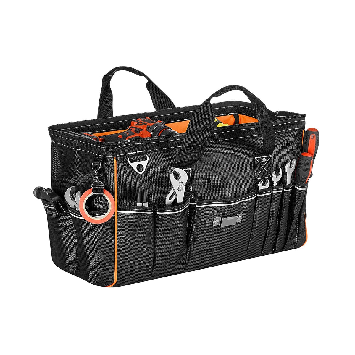 Tool Bag, 20 Inch, 33-Pocket Portable Large Tool Box Organizer Storage, Toolbox with Big Zipper, Adjustable Shoulder Strap, Water-Resistant Carry Toolbag, for Men Women Dad Husband Fathers Day