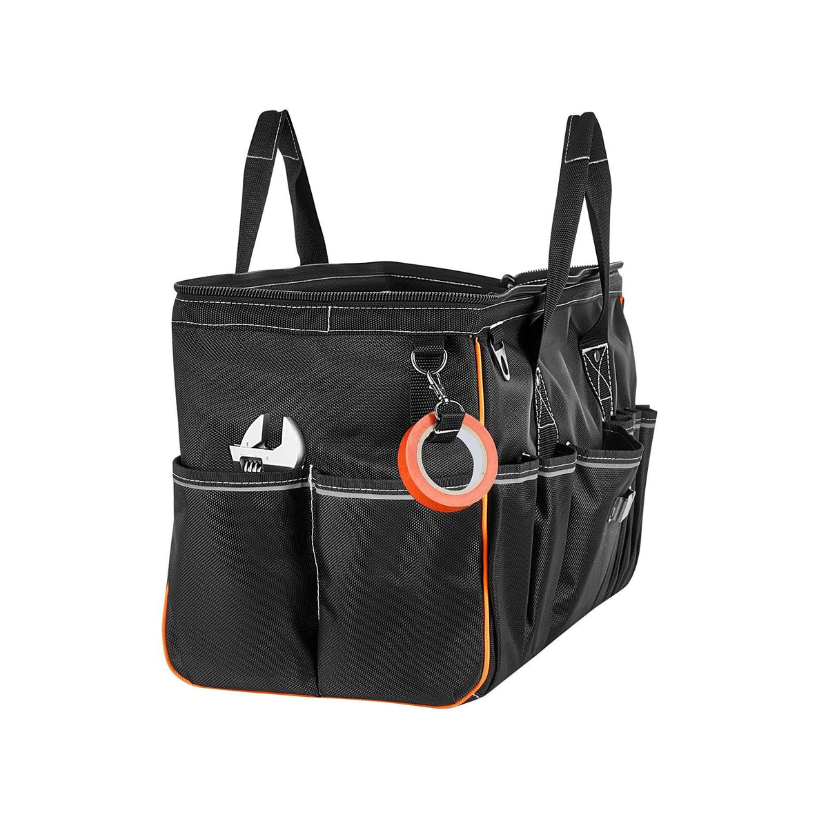 Tool Bag, 20 Inch, 33-Pocket Portable Large Tool Box Organizer Storage, Toolbox with Big Zipper, Adjustable Shoulder Strap, Water-Resistant Carry Toolbag, for Men Women Dad Husband Fathers Day