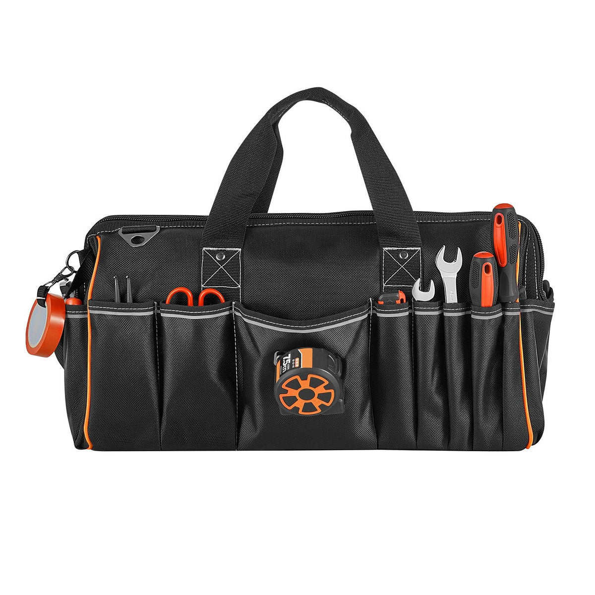 Tool Bag, 20 Inch, 33-Pocket Portable Large Tool Box Organizer Storage, Toolbox with Big Zipper, Adjustable Shoulder Strap, Water-Resistant Carry Toolbag, for Men Women Dad Husband Fathers Day