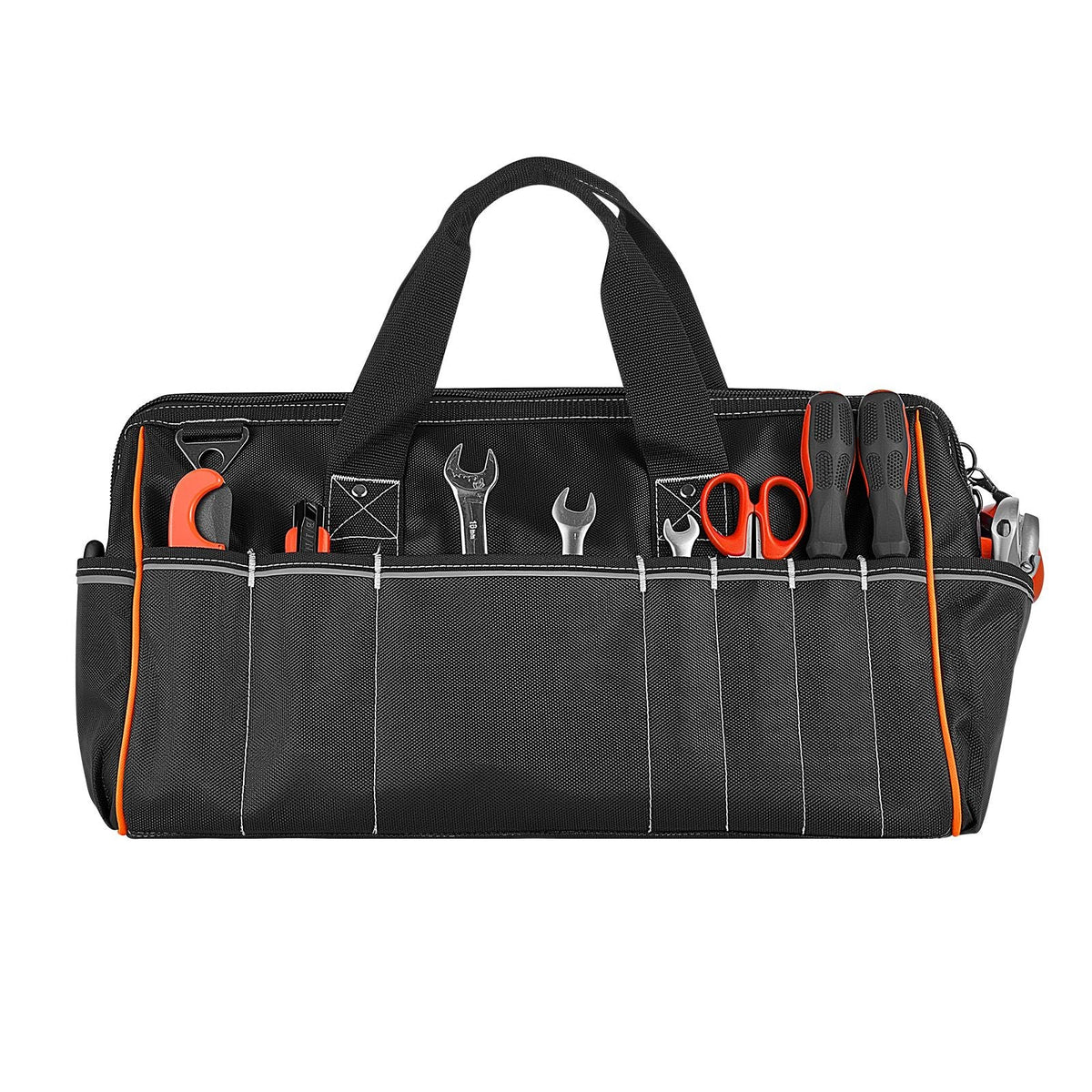 Tool Bag, 20 Inch, 33-Pocket Portable Large Tool Box Organizer Storage, Toolbox with Big Zipper, Adjustable Shoulder Strap, Water-Resistant Carry Toolbag, for Men Women Dad Husband Fathers Day