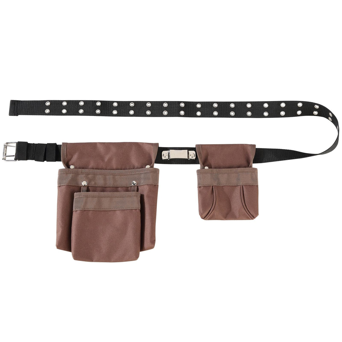 Tool Belt, Adjusts from 29 Inches to 54 Inches, Polyester Heavy Duty Tool Pouch Bag, Detachable Tool Bag for Electrician, Carpenter, Handyman, Woodworker, Construction, Framer, Brown