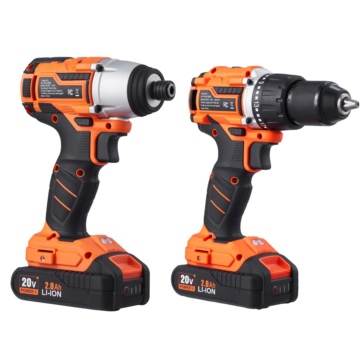 Tool Combo Kit, 20V Max Cordless 2-Tool Combo Kit, with 1/2 in Drill, 1/4 in Impact Driver, Compact Cordless Power Tool Combo Kit with 2.0 Ah Batteries, Screws, One Charger and One Cloth Bag