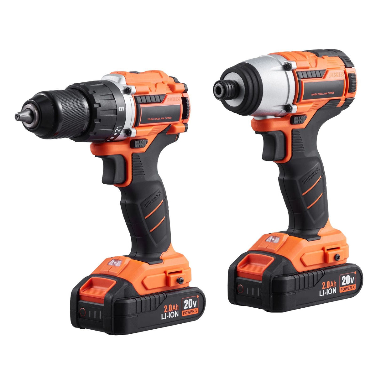 Tool Combo Kit, 20V Max Cordless 2-Tool Combo Kit, with 1/2 in Drill, 1/4 in Impact Driver, Compact Cordless Power Tool Combo Kit with 2.0 Ah Batteries, Screws, One Charger and One Cloth Bag